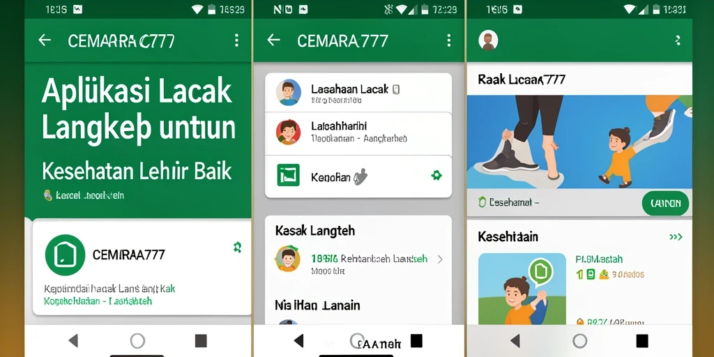 Antarmuka aplikasi CEMARA777 untuk pelacakan langkah yang intuitif.