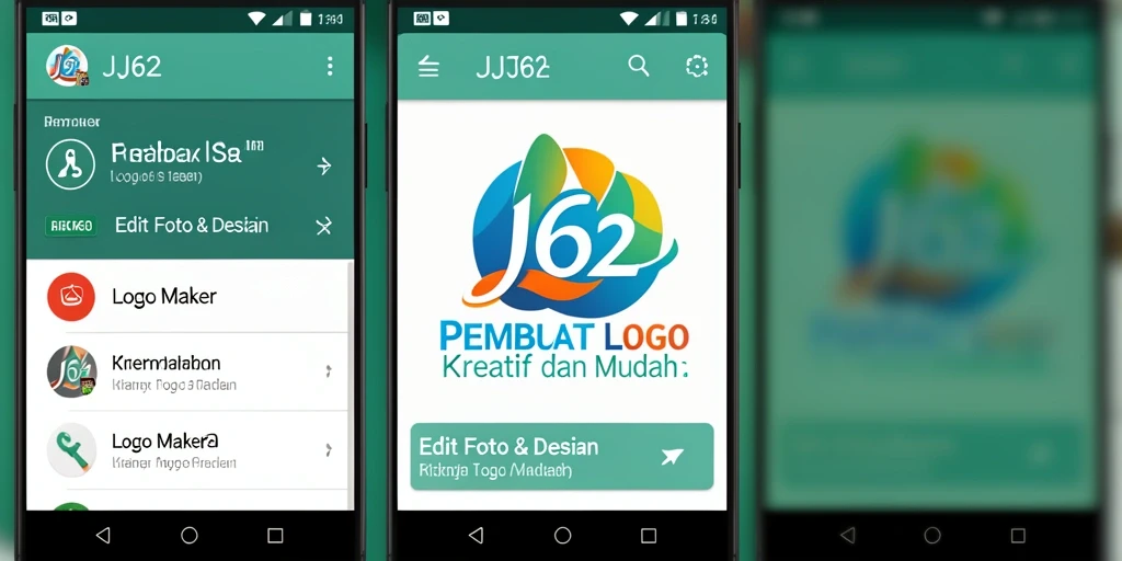 Antarmuka utama aplikasi JJ62 dengan fitur pembuatan logo yang mudah digunakan.