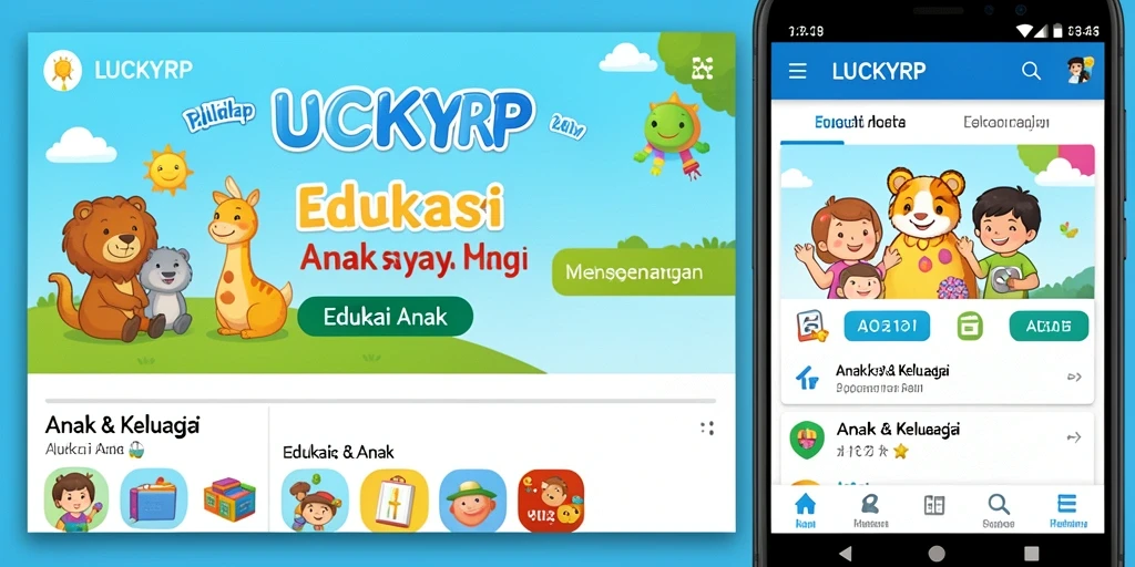 Tampilan layar utama LUCKYRP yang interaktif dan menarik bagi anak.