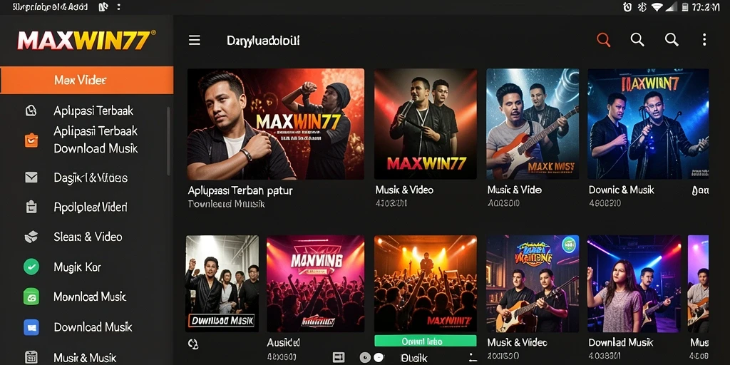 Tampilan antarmuka pengguna MAXWIN77 untuk Download Musik yang menarik.