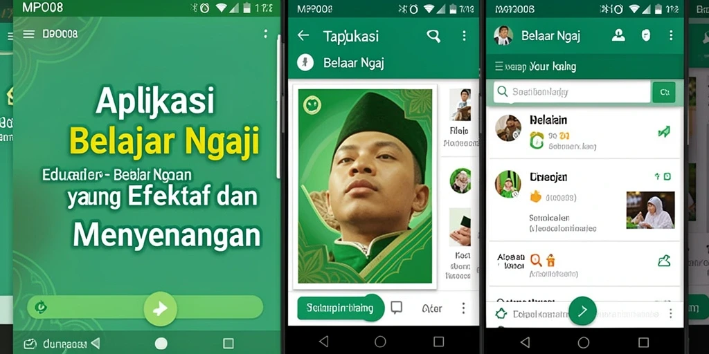 Tampilan antarmuka aplikasi MPO08 untuk belajar ngaji.