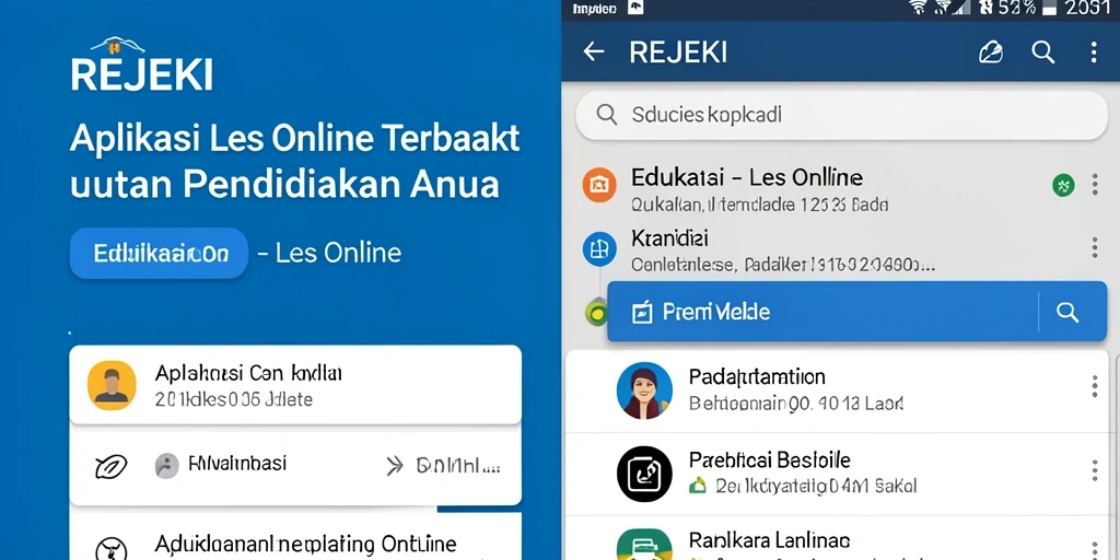 Tampilan antarmuka REJEKI untuk pengalaman Les Online yang memuaskan.